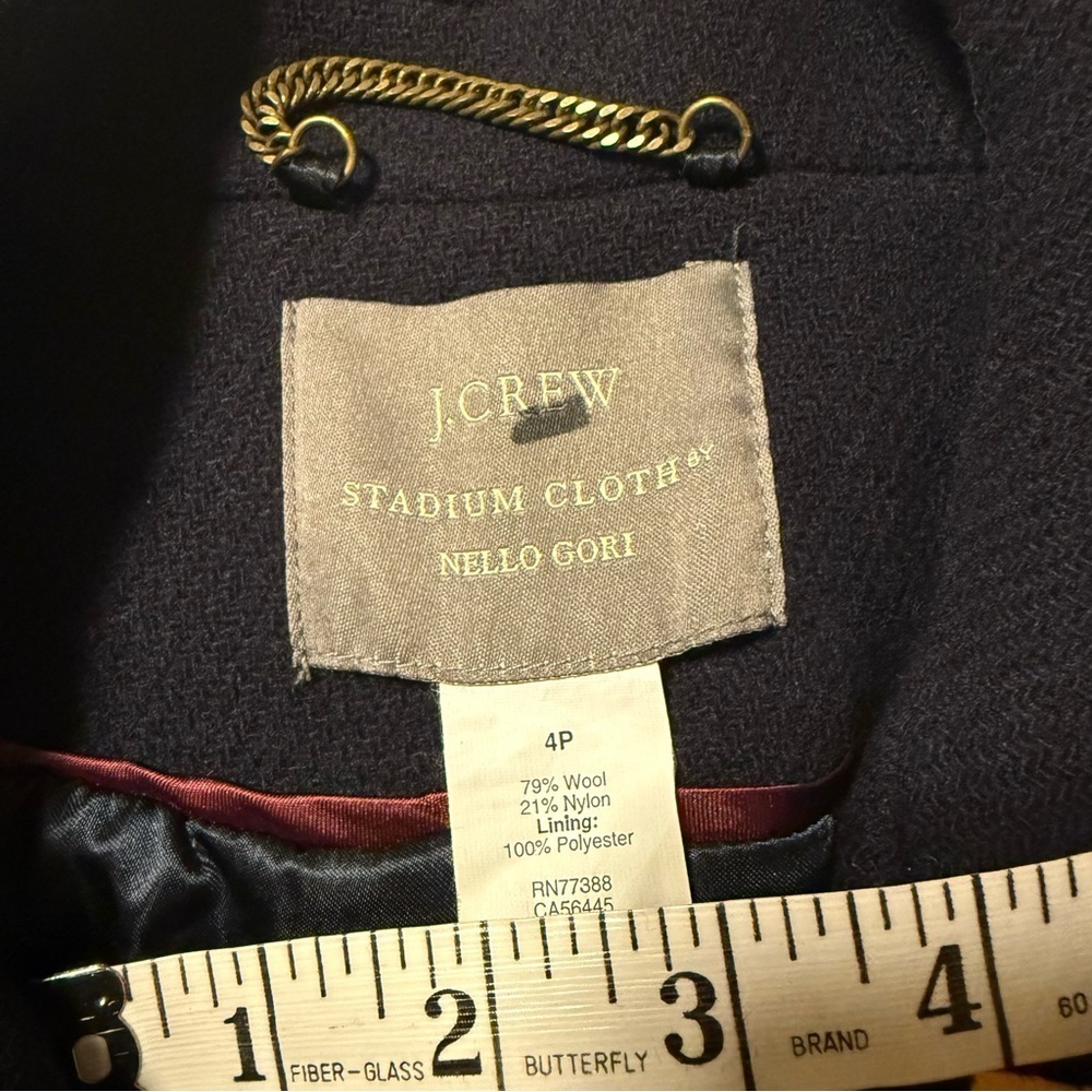 J.Crew Majesty Wool Blend Stadium Cloth Peacoat Navy Blue Gold Buttons Jacket - Picture 8 of 9